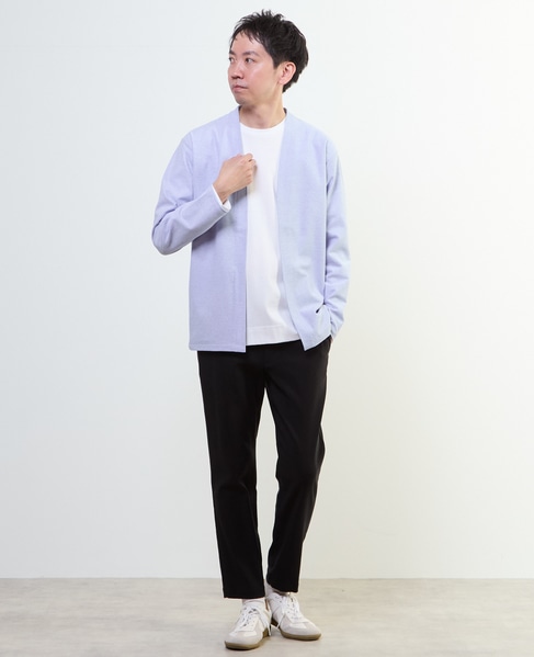 カルキュロメッシュボタンレスカーディガン 詳細画像 サックス 14