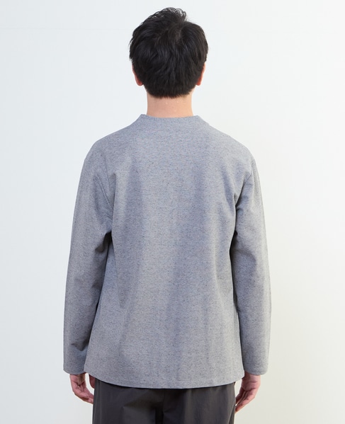 カルキュロメッシュボタンレスカーディガン 詳細画像 サックス 4