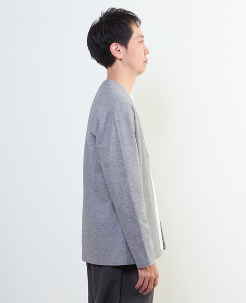 カルキュロメッシュボタンレスカーディガン 詳細画像 サックス 5