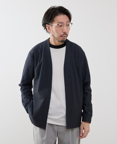 カルキュロメッシュボタンレスカーディガン 詳細画像 ネイビー 1