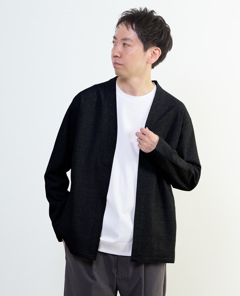 カルキュロメッシュボタンレスカーディガン 詳細画像 ブラック 1