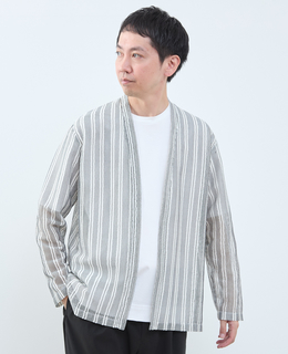 テクスチャーメッシュストライプカーディガン