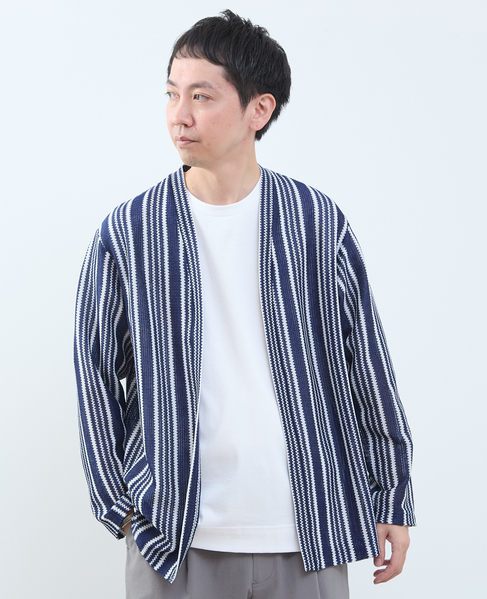 テクスチャーメッシュストライプカーディガン 詳細画像 ホワイト 13