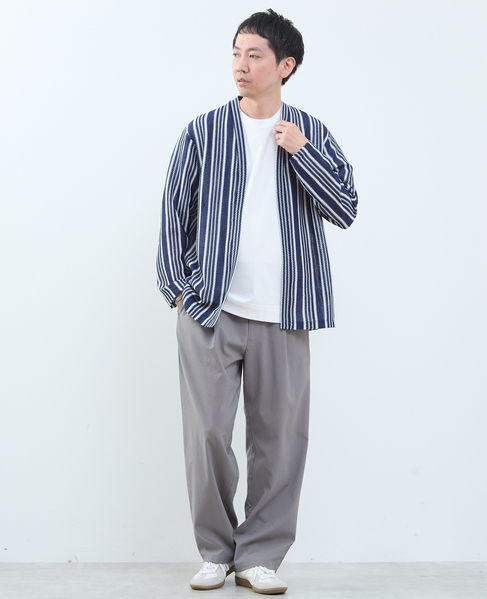 テクスチャーメッシュストライプカーディガン 詳細画像 ホワイト 15