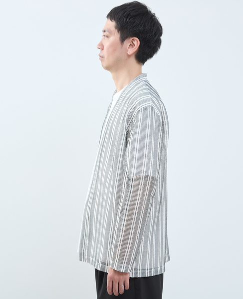 テクスチャーメッシュストライプカーディガン 詳細画像 ホワイト 3