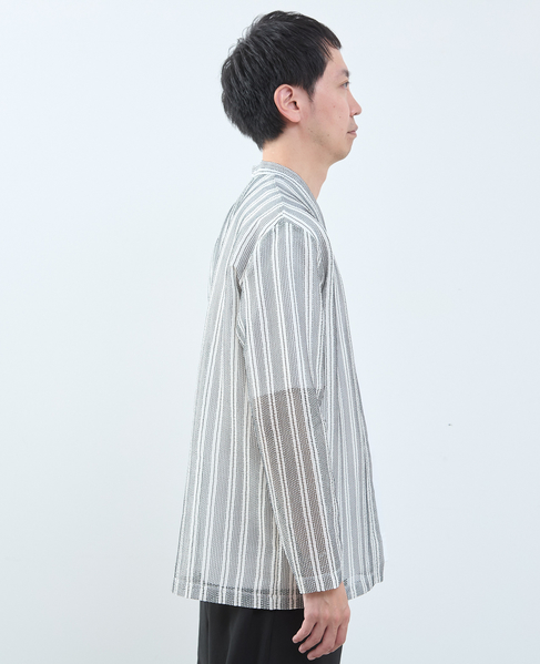 テクスチャーメッシュストライプカーディガン 詳細画像 ホワイト 5