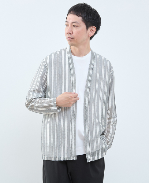 テクスチャーメッシュストライプカーディガン 詳細画像 ホワイト 8