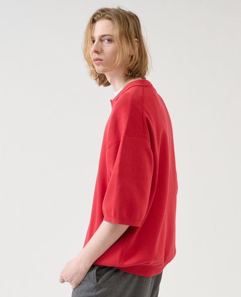 【1978 MEN'S MELROSE】シルケットコットン × ナイロンポロシャツ 詳細画像 レッド 10