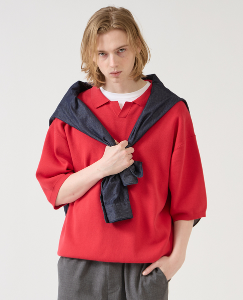 【1978 MEN'S MELROSE】シルケットコットン × ナイロンポロシャツ 詳細画像 レッド 17