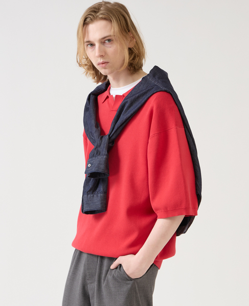 【1978 MEN'S MELROSE】シルケットコットン × ナイロンポロシャツ 詳細画像 レッド 19