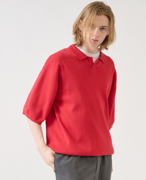 【1978 MEN'S MELROSE】シルケットコットン × ナイロンポロシャツ 詳細画像 レッド 9