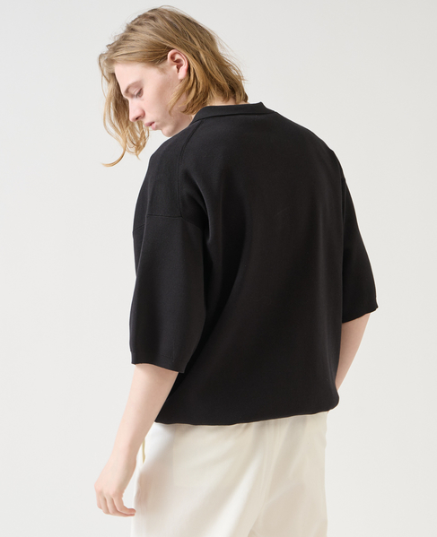 【1978 MEN'S MELROSE】シルケットコットン × ナイロンポロシャツ 詳細画像 ブラック 4