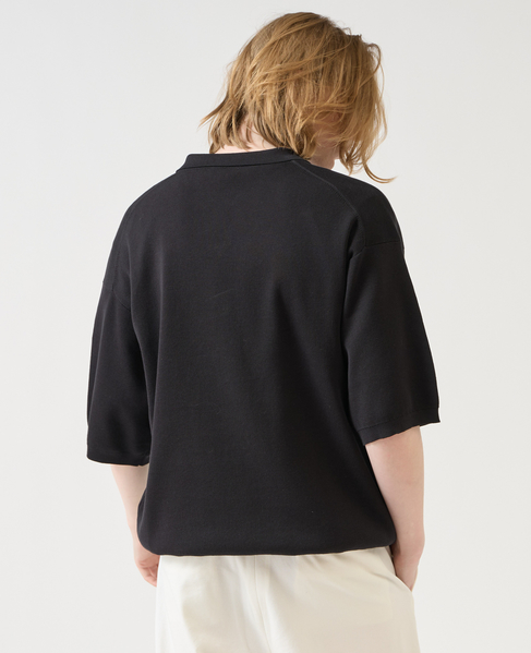 【1978 MEN'S MELROSE】シルケットコットン × ナイロンポロシャツ 詳細画像 ブラック 5