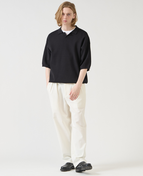 【1978 MEN'S MELROSE】シルケットコットン × ナイロンポロシャツ 詳細画像 ブラック 8