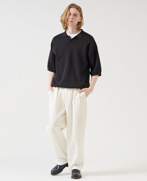 【1978 MEN'S MELROSE】シルケットコットン × ナイロンポロシャツ 詳細画像 ブラック 9