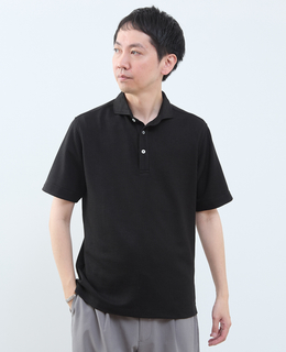 リンクスストライプ半袖ホリゾンカラーポロシャツ