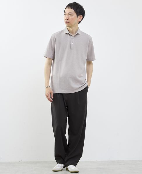リンクスストライプ半袖ホリゾンカラーポロシャツ 詳細画像 グレー 15