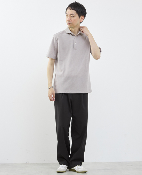 リンクスストライプ半袖ホリゾンカラーポロシャツ 詳細画像 グレー 16