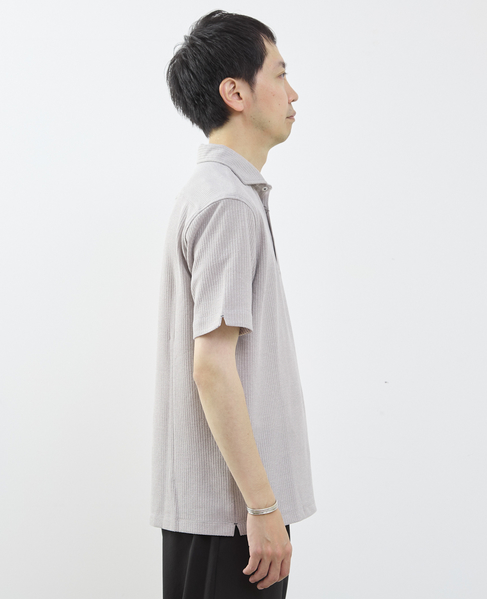 リンクスストライプ半袖ホリゾンカラーポロシャツ 詳細画像 グレー 5
