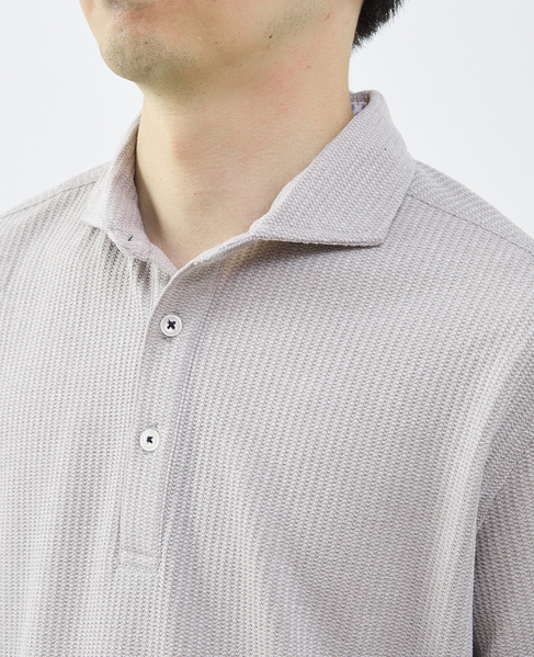 リンクスストライプ半袖ホリゾンカラーポロシャツ 詳細画像 グレー 6