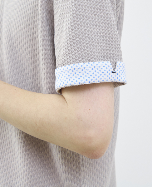 リンクスストライプ半袖ホリゾンカラーポロシャツ 詳細画像 グレー 7