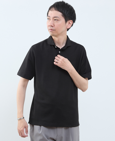 リンクスストライプ半袖ホリゾンカラーポロシャツ 詳細画像 ブルー 10