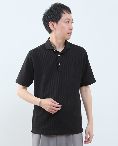 リンクスストライプ半袖ホリゾンカラーポロシャツ 詳細画像 ブルー 11