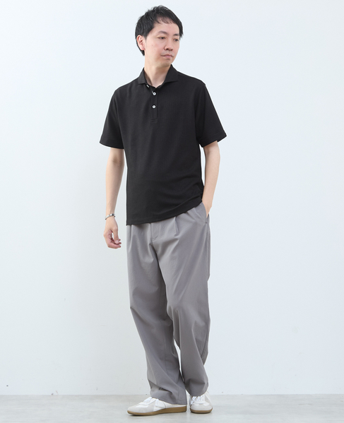 リンクスストライプ半袖ホリゾンカラーポロシャツ 詳細画像 ブルー 13