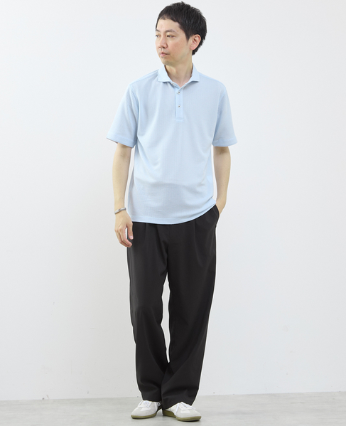 リンクスストライプ半袖ホリゾンカラーポロシャツ 詳細画像 ブルー 4