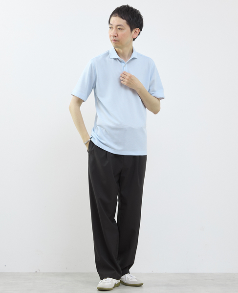 リンクスストライプ半袖ホリゾンカラーポロシャツ 詳細画像 ブルー 5