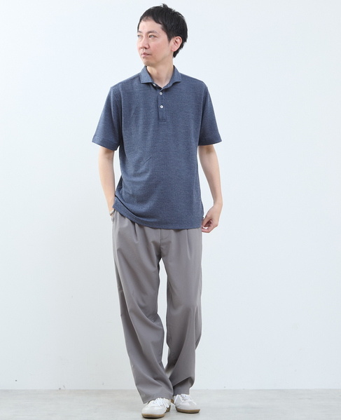 リンクスストライプ半袖ホリゾンカラーポロシャツ 詳細画像 ブルー 8