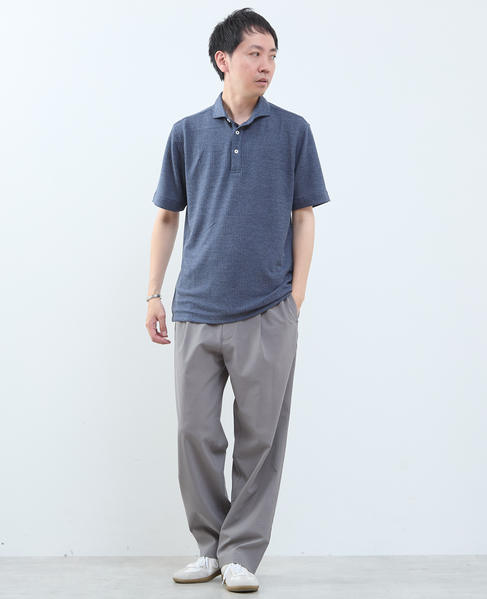 リンクスストライプ半袖ホリゾンカラーポロシャツ 詳細画像 ブルー 9