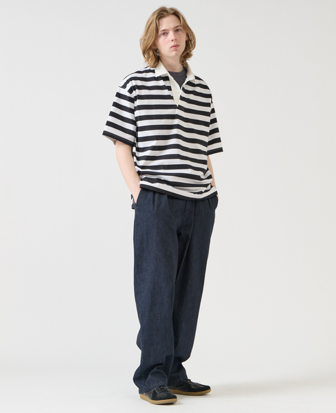 【1978 MEN'S MELROSE】コットンボーダーラガーシャツ 詳細画像 シロクロ 17