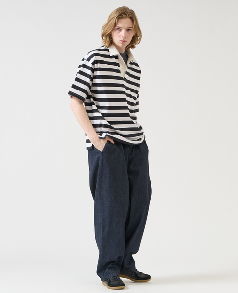 【1978 MEN'S MELROSE】コットンボーダーラガーシャツ 詳細画像 シロクロ 19