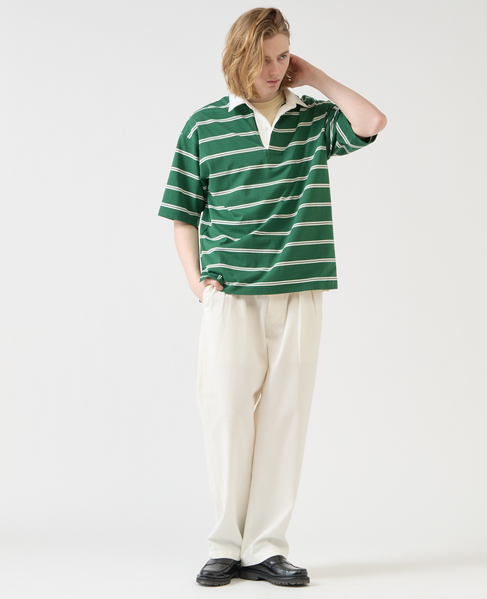 【1978 MEN'S MELROSE】コットンボーダーラガーシャツ 詳細画像 グリーン 10