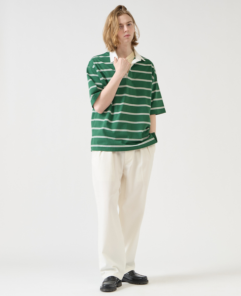 【1978 MEN'S MELROSE】コットンボーダーラガーシャツ 詳細画像 グリーン 12