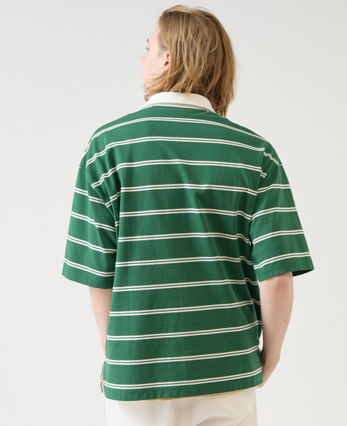 【1978 MEN'S MELROSE】コットンボーダーラガーシャツ 詳細画像 グリーン 6