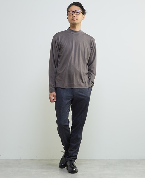 スーパー100ウォッシャブルウールモックネックTシャツ 詳細画像 ブラウン 12