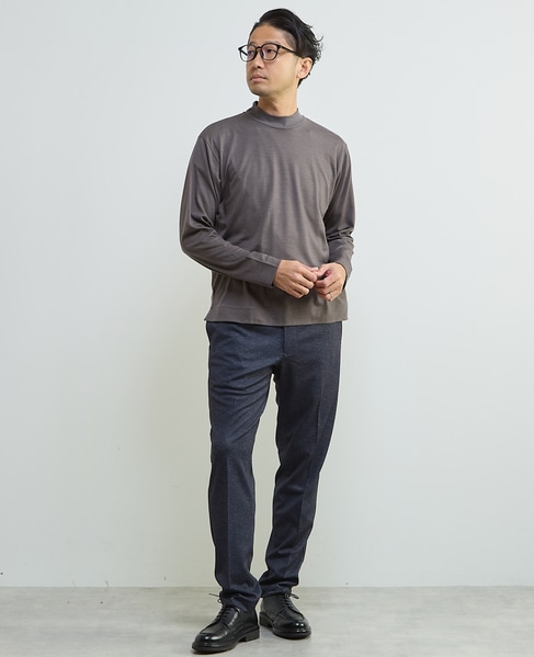 スーパー100ウォッシャブルウールモックネックTシャツ 詳細画像 ブラウン 13
