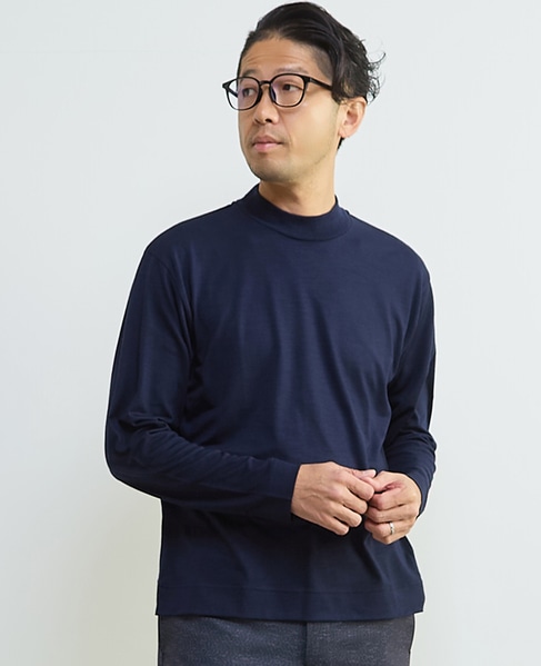 スーパー100ウォッシャブルウールモックネックTシャツ 詳細画像 ブラウン 14