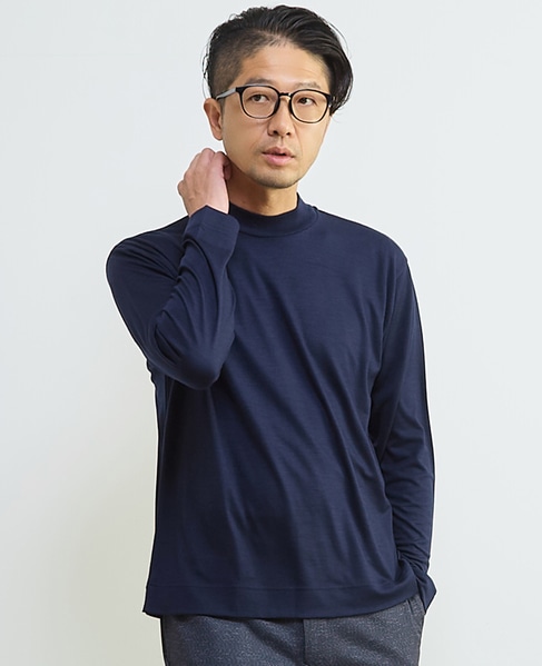 スーパー100ウォッシャブルウールモックネックTシャツ 詳細画像 ブラウン 15