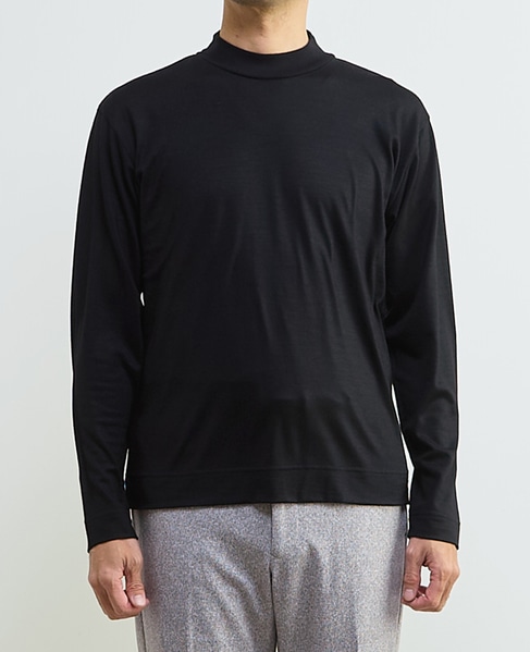 スーパー100ウォッシャブルウールモックネックTシャツ 詳細画像 ブラウン 2