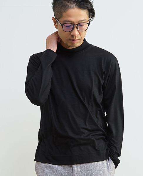 スーパー100ウォッシャブルウールモックネックTシャツ 詳細画像 ブラウン 20