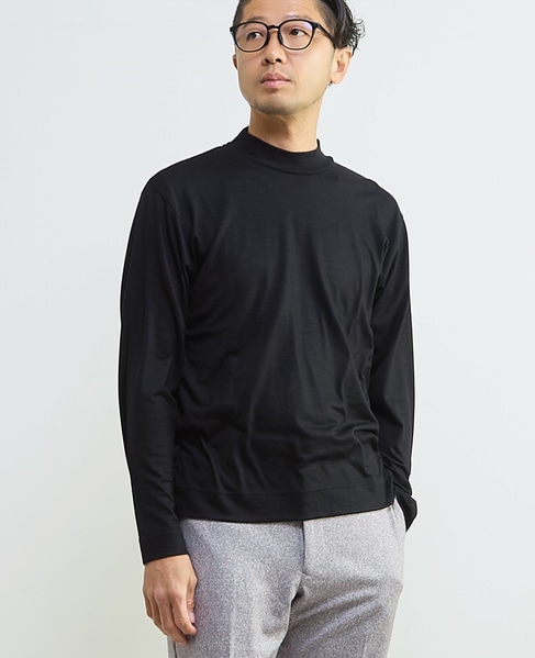 スーパー100ウォッシャブルウールモックネックTシャツ 詳細画像 ブラウン 21