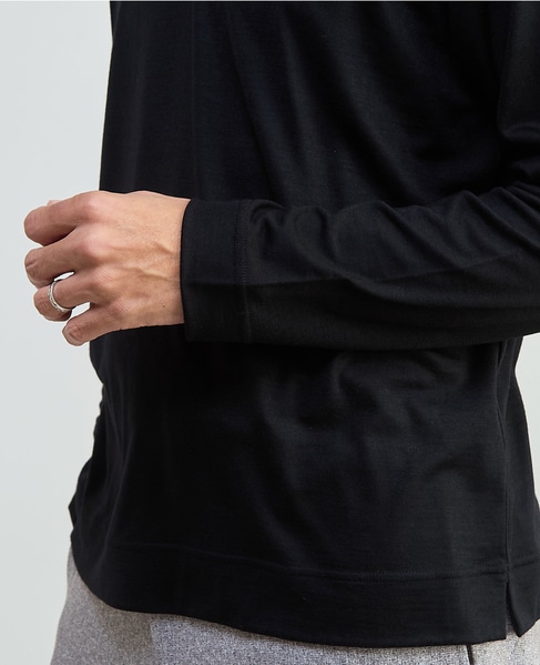 スーパー100ウォッシャブルウールモックネックTシャツ 詳細画像 ブラウン 6