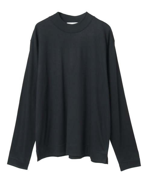 スーパー100ウォッシャブルウールモックネックTシャツ 詳細画像 ブラック 2