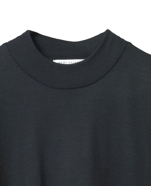 スーパー100ウォッシャブルウールモックネックTシャツ 詳細画像 ブラック 4