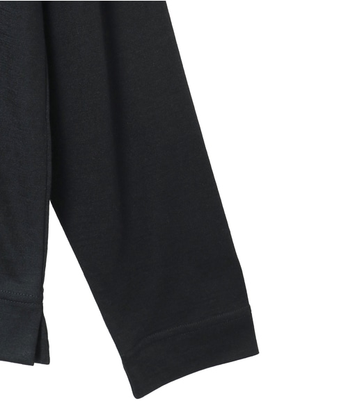 スーパー100ウォッシャブルウールモックネックTシャツ 詳細画像 ブラック 5