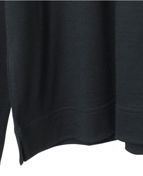 スーパー100ウォッシャブルウールモックネックTシャツ 詳細画像 ブラック 6