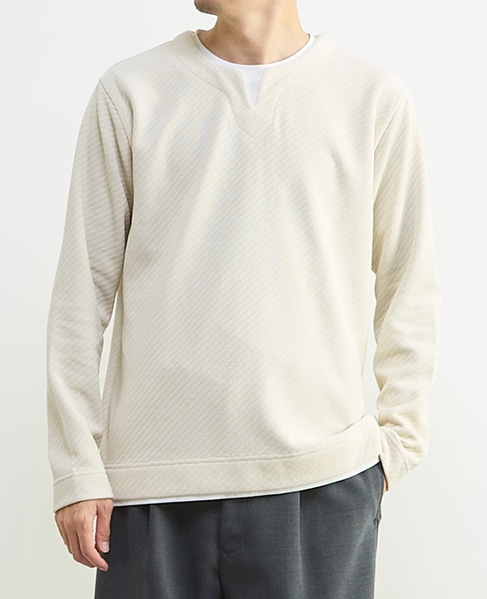 シェニールリンクス キーネックTシャツ 詳細画像 アイボリー 1